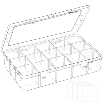 15 Grids Large Plastic Organizer Box with Adjustable Dividers