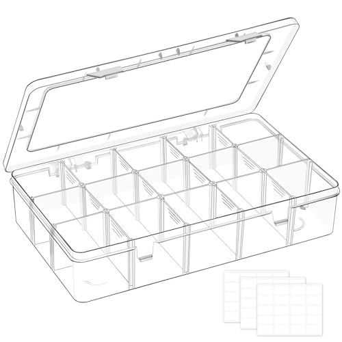 15 Grids Large Plastic Organizer Box with Adjustable Dividers