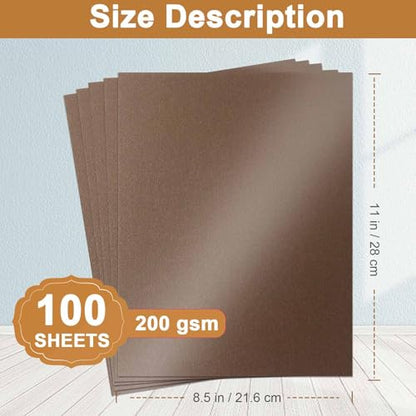 100 Sheets Coffee Shimmer Cardstock 8.5 x 11 Greeting Cards 75lb (100 Count)