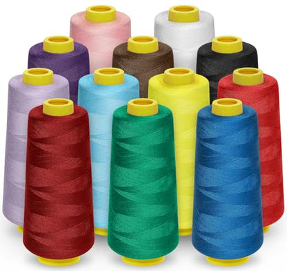 12 Pack Serger Thread Cones (64800 Foot)