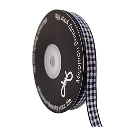 Blue Gingham Woven Edge Ribbon 25 Yards Per Spool (75 Foot)