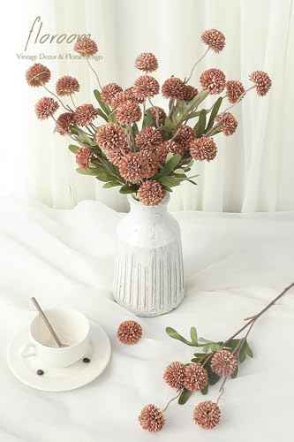5pcs Terracotta Faux Silk Mums Artificial Flowers (5 Count)