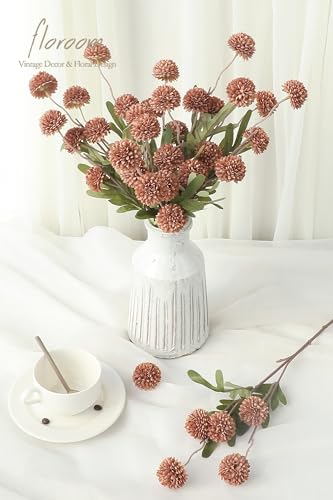 5pcs Terracotta Faux Silk Mums Artificial Flowers (5 Count)
