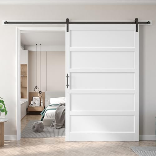 60inx80in Barn Door White with 10FT Sliding Door Hardware Kit Included & Handle