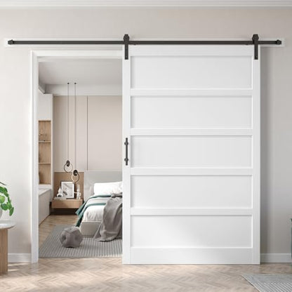 60inx80in Barn Door White with 10FT Sliding Door Hardware Kit Included & Handle