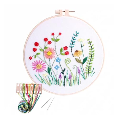Embroidery Kits for Adults Full Range of Starter Including Instructions Stamped Cloth with Pattern Hoop Color Threads and Tools Punch Needle Kit