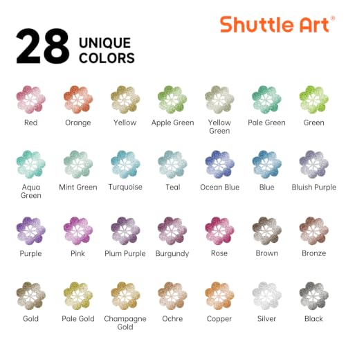 28 Metallic Brush & Dot Tip Acrylic Paint Markers (28 Count)