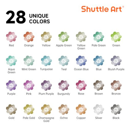 28 Metallic Brush & Dot Tip Acrylic Paint Markers (28 Count)