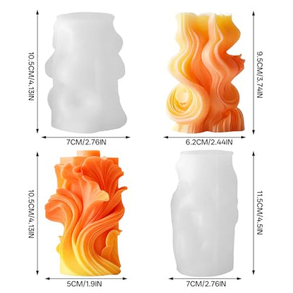 2 Pack 3D Wave Cylinder Silicone Candle Molds (2 Count)