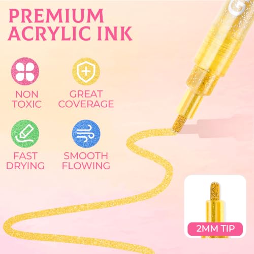 18 Metallic Colors Glitter Markers (18 Count)