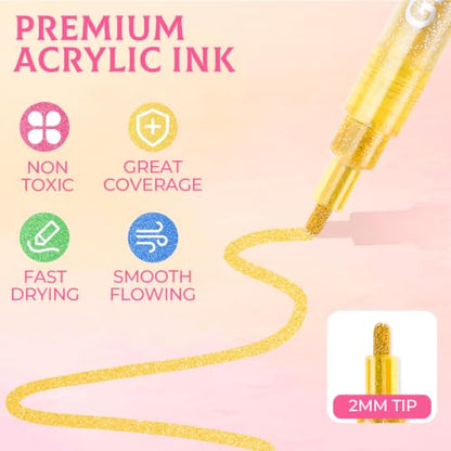 18 Metallic Colors Glitter Markers (18 Count)