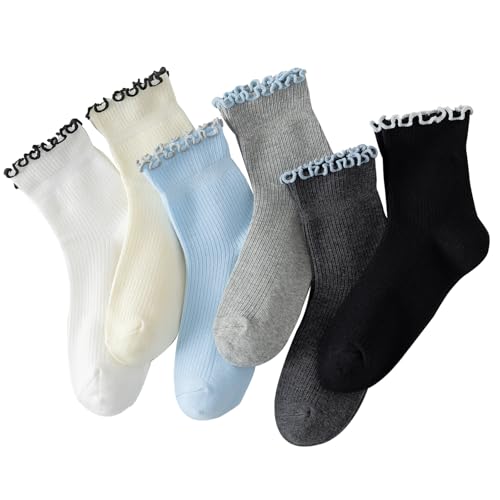 6 Pairs of Ruffle Socks Women (12 Count)