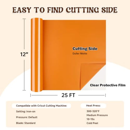Heat Transfer Vinyl Orange HTV Rolls