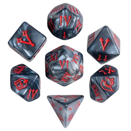 7 Die DND Dice Set Polyhedral Dice Set with a Leather Dice Bag (7 Count)