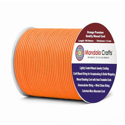 1.5mm Orange Waxed Cord (327 Foot)