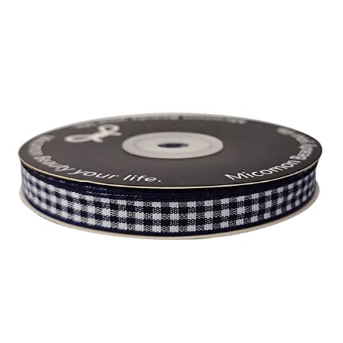 Blue Gingham Woven Edge Ribbon 25 Yards Per Spool (75 Foot)