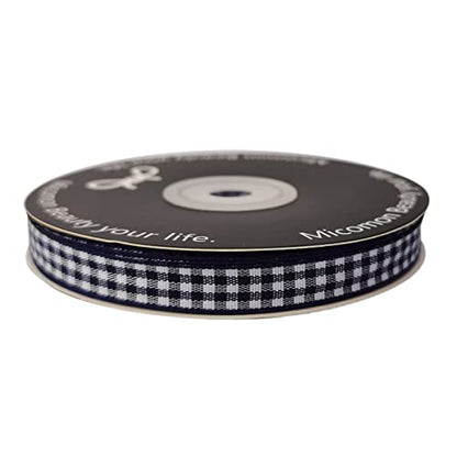 Blue Gingham Woven Edge Ribbon 25 Yards Per Spool (75 Foot)