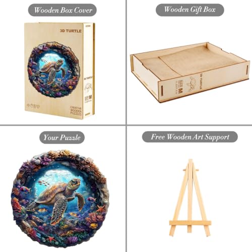 3D Cute Sea Turtle Puzzles Coral Ocean Fish Colorful Puzzle Adults Gifts for Women Men Wooden 100 Pieces 8.5x8.5in (100 Count)