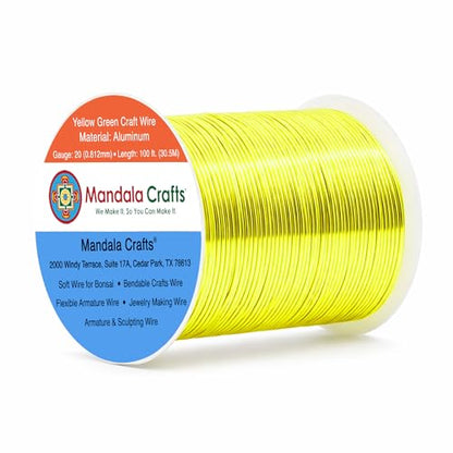 20 Gauge Yellow Green Anodized Aluminum Craft Wire (100 Foot)
