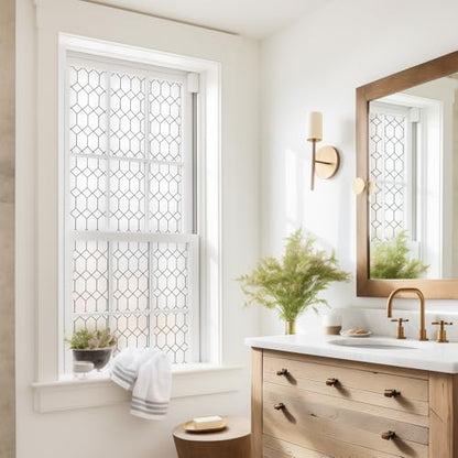 Moroccan Lattice Window Privacy Film Stained Glass 17.7in X 78.7in