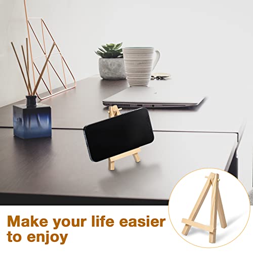 40 Pack 5 Inch Mini Wood Easel Stand Mini Wood Display Easel Wooden Tripod Holder Stand for Painting Portable Canvas Photo Picture Sign Displaying Small Business Cards Artist Phone Wedding (40 Count)