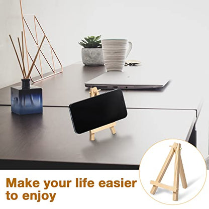 40 Pack 5 Inch Mini Wood Easel Stand Mini Wood Display Easel Wooden Tripod Holder Stand for Painting Portable Canvas Photo Picture Sign Displaying Small Business Cards Artist Phone Wedding (40 Count)