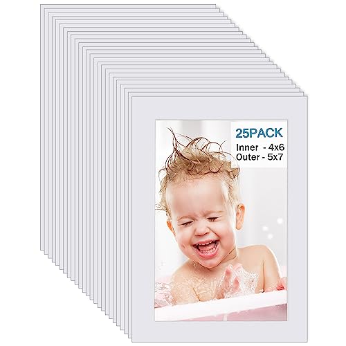 5x7 White Picture Mats Pack of 25 (25 Count)