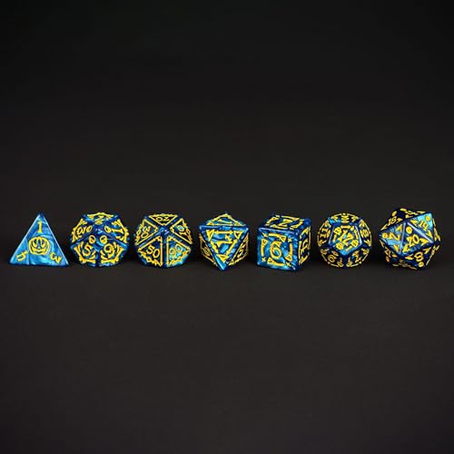 7 Die DND Dice Set Scary Pattern Polyhedral Dice Set with Dice Bag (7 Count)