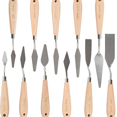 11 Piece Stainless Steel Spatula Palette Knife Professional Palette Knife Painting Wood Handle (11 Count)