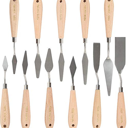 11 Piece Stainless Steel Spatula Palette Knife Professional Palette Knife Painting Wood Handle (11 Count)