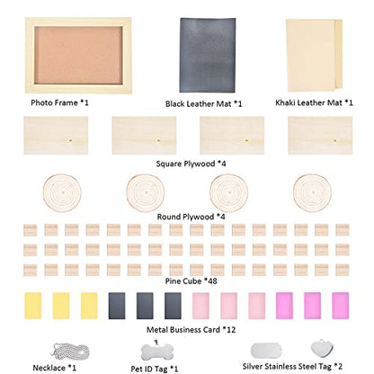 77pcs Laser Engraving Material Kit DIY Material Package for Custom Business Card Metal Plywood Pet ID Keychain