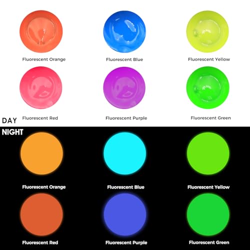 6 Fluorescent Colors Acrylic Paint 120ml (24.3 Fl Oz)