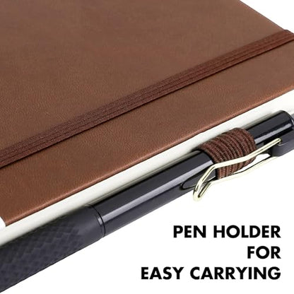 12 Set Lined Notebook Journals with Pens A5 Notebooks 100 GSM College Ruled Hardcover Notebook PU Leather Notepad with Pen Holder for Office School (60 Count)