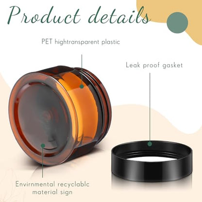 12 Pack Plastic Container Jars with Lids Round Clear Travel Cosmetic Container Jars for Toiletries