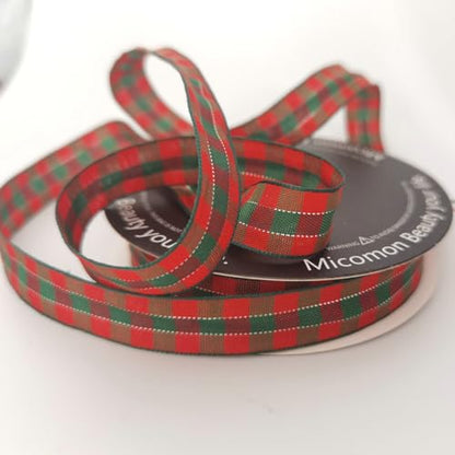 Christmas Ribbon Gingham Checkered Ribbon 25 Yards Plaid Ribbon for Christmas Crafts