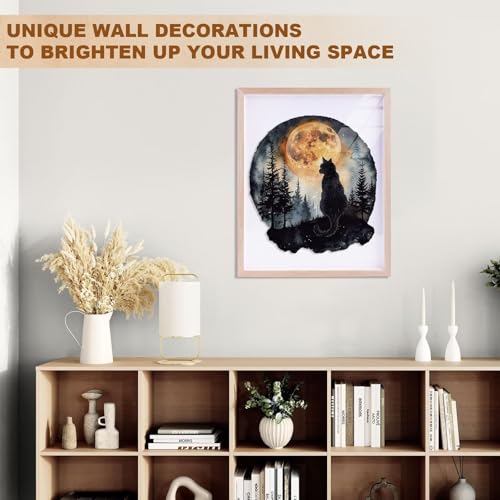Moon Night Black Cat Puzzles Adults Gifts for Women Men Wooden 100 Pieces 8.5x7.8in