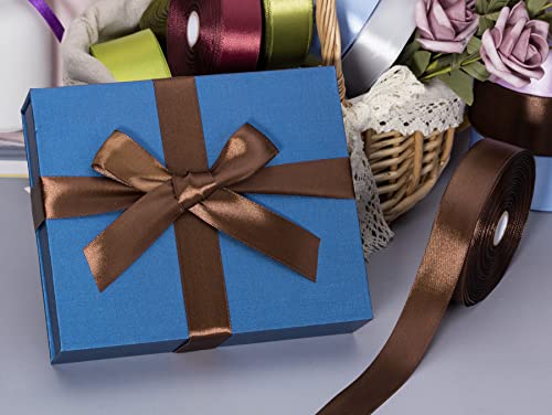1 Inch Brown Solid Satin Ribbon for Gift Wrapping