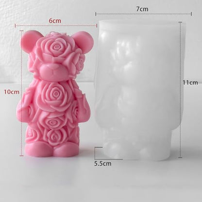 Rose Bear Heart Cylinder Candle & Resin Mold