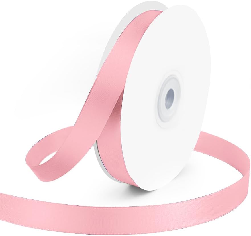 KMER LIFE 5/8" Wide x 50 Yards Pink Single Faced Polyester Satin Ribbon, Pink Satin Ribbon Perfect for Wedding Decor, Wreath, Crafts, Gift Wrapping & Other Projects (Pink) - Crafty Corner
