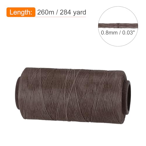 Waxed Thread 284 Yard 0.8mm 150D Flat Wax Thread Polyester Waxed String for Leather Sewing Hand Weaving Book Binding Home Decoration