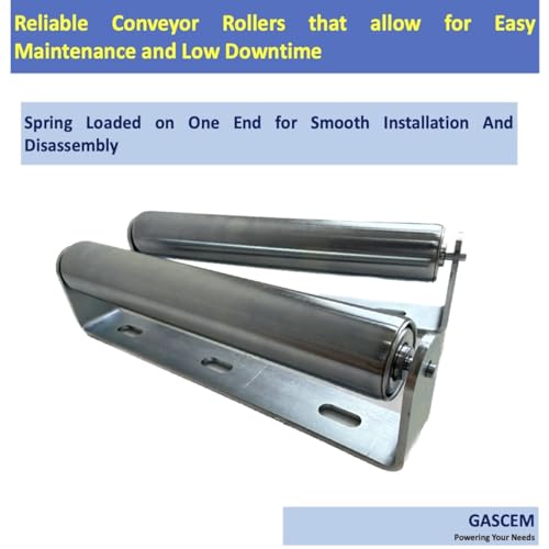 Pack of 2 10"BF Long Roller and Bracket l 1.5"Ø Galvanized Steel Conveyor Roller I Set of Roller and Bracket Versatile as Support Rollers for Woodworking (2 Count)