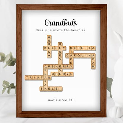 Personalized Crossword Family Name Wall Art Decor Living Room Customized Family Letter Title Name Puzzle for Gift for Lovers (5 Count)