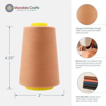 40S 2 Copper Polyester 4 Pack of Serger Threads Cones (24000 Foot)