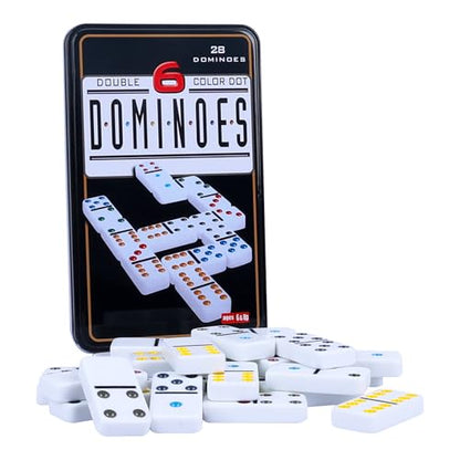Double 6 Dominos Set for Adults with Tin Box Storage