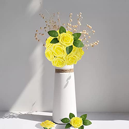 Yellow Rose 25pcs Real Looking Artificial Flowers w (25 Count)