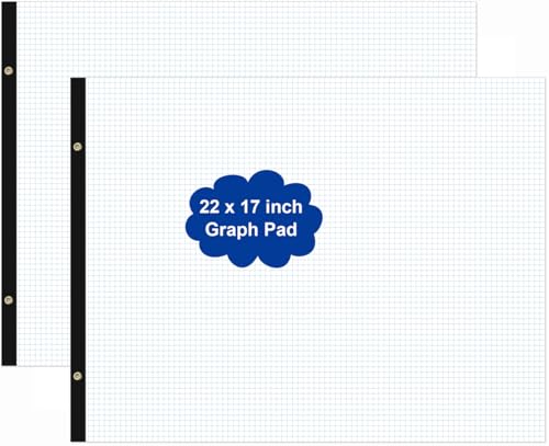 2-Pack) Large Engineering Graph Notepad - 22" x 17" Grid Paper, 100 Sheets/200 Pages, 4"x4" Grid Pad, Giant Drafting Pad Sketching Grid Paper for Engineer Architect Designer