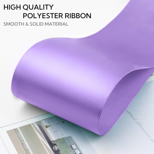 3 Inch 25 Yard Wide Satin Ribbon Light Purple