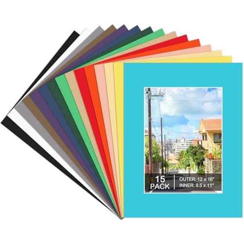 15 Pack 12x16 Picture Mats for 8.5x11 Photos