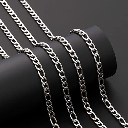 16ft Figaro Chain Roll 6mm Silver Stainless Steel Necklace Chain for Jewelry Making