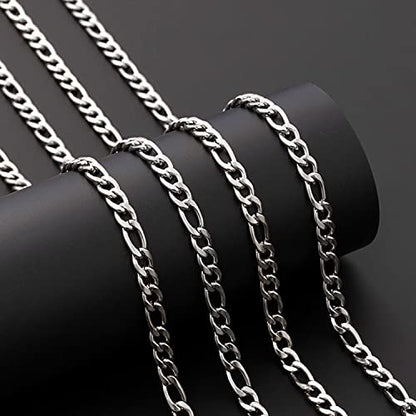 16ft Figaro Chain Roll 6mm Silver Stainless Steel Necklace Chain for Jewelry Making